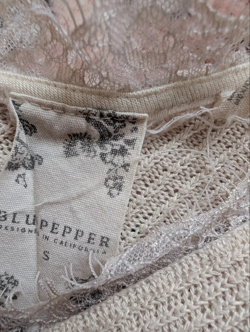 Blu Pepper Cream Ribbed Button-Front Short Sleeve Top - Picture 5 of 9